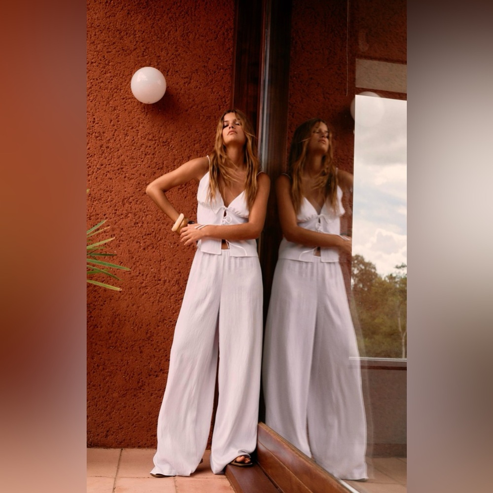 NWT ZARA Satin Effect Straight Leg Pants - Swim Coverup Vacation